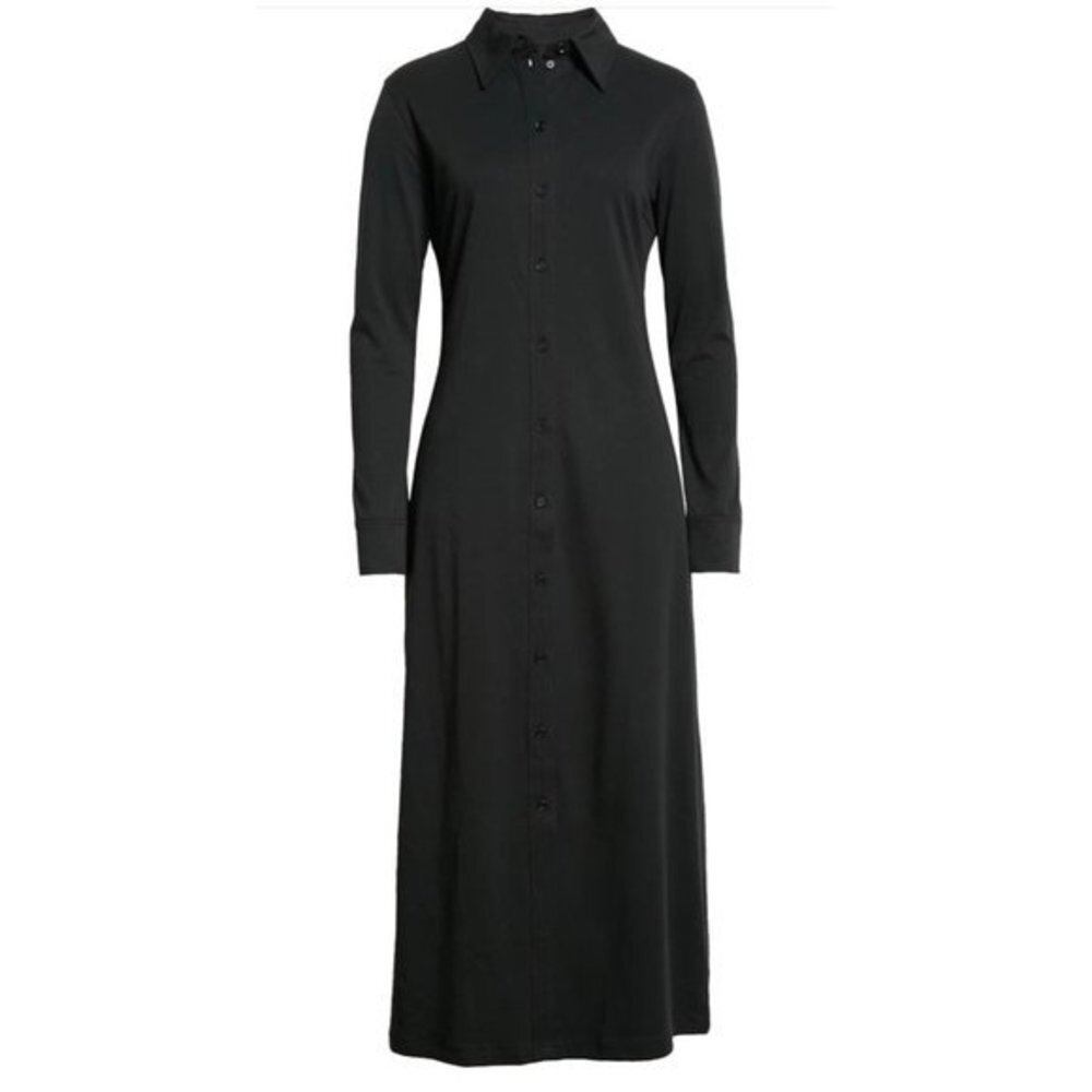 NWOT SAMSØE SAMSØE Cassi Long Sleeve BlackOrganic Cotton Shirtdress SIZE L - Picture 3 of 11